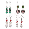 Christmas Glass Seed and Resin Imitation Pearl Dangle Earrings Sets for Women EJEW-JE06100-1