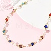 Natural Cultured Freshwater Pearl & Brass Glass Link Chains Necklaces for Women NJEW-JN06407-1