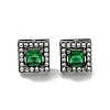 Square Brass Micro Pave Clear Cubic Zirconia Stud Earrings EJEW-G387-03B-2