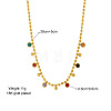 316 Surgical Stainless Steel Pave Colorful Cubic Zirconia Ball Chain Flat Round Tassel Necklaces FS-WGDEC77-01-5