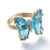 Adjustable Brass Glass Finger Rings RJEW-P148-A01-02-2