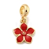 Rack Plating Alloy Enamel Flower European Dangle Charms FIND-B034-55G-08-1