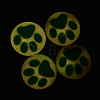 Dog Paw Prints Pattern Luminous Dome/Half Round Glass Flat Back Cabochons for DIY Projects GGLA-L010-10mm-L08-1