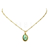 304 Stainless Steel Natural Paua Shell Pendant Satellite Chain Necklaces NJEW-JN06446-01-4