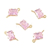 Brass Pave Cubic Zirconia Rectangle Connector Charms KK-P347-05G-2