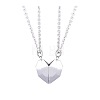 Non-Tarnish Valentine's Day Stainless Steel Magnetic Heart-shaped Couples Necklace Set with Peach Heart Pendant RE7695-1-1