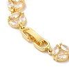 Clear Cubic Zirconia Flat Round Link Chain Bracelet BJEW-M296-06G-4