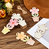 40Pcs Flower DIY Painting Materials Wood Pendants DIY-FH0010-96-4