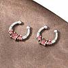 316 Stainless Steel Pave Red Cubic Zirconia Clip on Hoop Nose Rings AJEW-C044-14AS-3