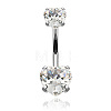 Heart Cubic Zirconia Belly Button Rings WG98059-01-1