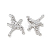 Brass Pave Clear Cubic Zirconia Connector Charms KK-E068-VB359-3
