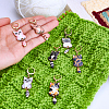 14Pcs 7 Styles Alloy Enamel Cat Shape Pendant Locking Stitch Markers HJEW-ME00172-3
