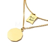 Flat Round & Rectangle Pendants Double Layer Necklace NJEW-G085-01G-2