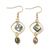 Natural Paua Shell & Stainless Steel Dangle Earrings for Women EJEW-JE07076-02-3