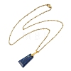 Natural Lapis Lazuli Faceted Trapezoid Pendant 304 Stainless Steel Satellite Chain Necklaces NJEW-JN06071-01-3