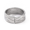 Non-Tarnish 304 Stainless Steel Grooved Cuff Ring for Women RJEW-C053-05P-3