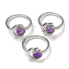 Natural Amethyst Adjustable Rings RJEW-K269-09P-09-1