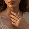 Brass & Shell Cuff Open Rings FS-WGBC7E6-06-2