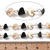 Handmade Brass & Glass Bead Flat Round Chains CHC-L051-05KCG-2