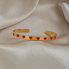304 Stainless Steel Enamel Red Heart Open Cuff Bangles for Women JS6918-6