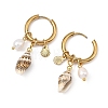 Natural Cultured Freshwater Pearl Beads & Spiral Shell Dangle Hoop Earrings EJEW-JE07252-4