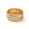 Cross & Word Jesus Pattern 201 Stainless Steel Finger Ring for Women RJEW-I089-33GP-3