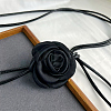 1Pc Gothic Polyester Rose Flower Collar Choker Necklaces for Women Bride Wedding Party NJEW-CN0001-22-3