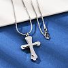 304 Stainless Steel Cross Pendant Pet Urn Ashes Necklaces NJEW-S455-02P-2
