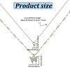 2Pcs 2 Colors Crystal Rhinestone Butterfly Pendant Double Layer Necklaces Set NJEW-AN0001-23-2