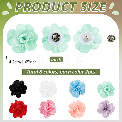16Pcs 8 Style Cloth & Iron Brooches JEWB-PH01308-1