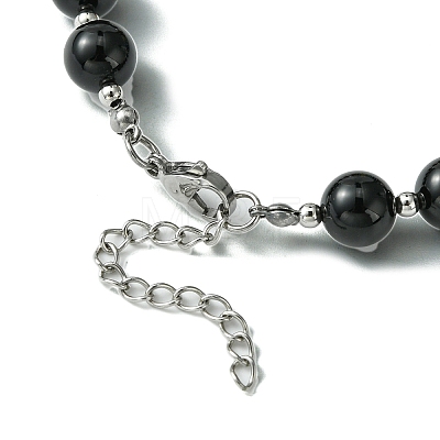 Natural Black Agate Beaded Bracelet BJEW-TA00402-01-1