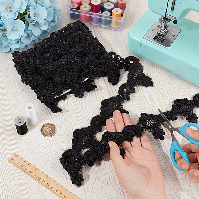 5Yards Polyester Flower Lace Ribbon OCOR-NB0002-82D-1