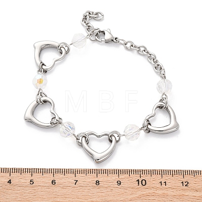 201 Stainless Steel Heart Link Chain Bracelets BJEW-B078-177P-02-1