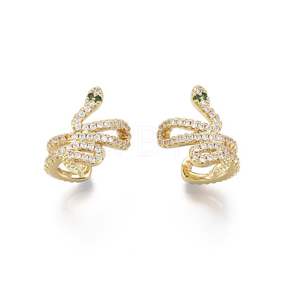 Brass Micro Pave Cubic Zirconia Cuff Earrings EJEW-R114-022-NF-1