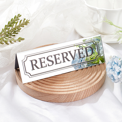 Olycraft Reserved Sign Mirror Style Acrylic Sign Table Number Holder AJEW-OC0004-56A-1