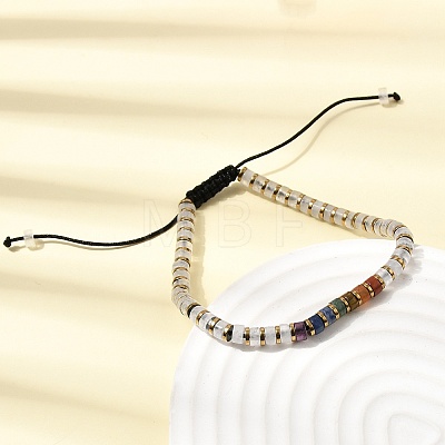 Natural Quartz Crystal & Non-magnetic Hematite Beaded Adjustable Bracelets for Unisex BJEW-K251-09V-1
