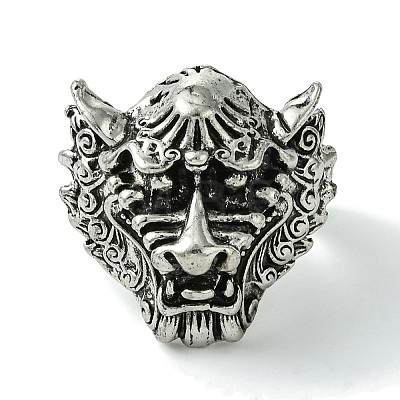 Dragon Alloy Open Cuff Rings for Men RJEW-K275-38B-AS-1