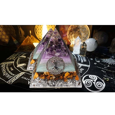 Tree of Life Orgonite Pyramid Resin Energy Generators PW-WG62626-01-1