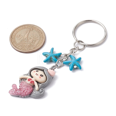 Mermaid Opaque Resin Pendant Keychain X1-KEYC-JKC00624-05-1