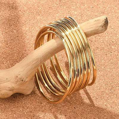 7Pcs 201 Stainless Steel Plain Bangle Sets for Women BJEW-L664-022A-G02-1
