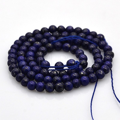 Dyed Natural Lapis Lazuli Round Beads Strands G-N0120-01-4mm-1