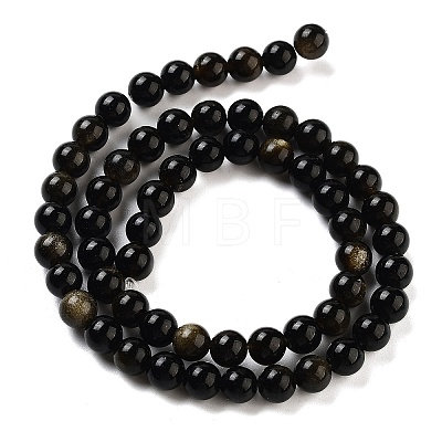 Natural Golden Sheen Obsidian Beads Strands X-G-C068-6mm-9-1