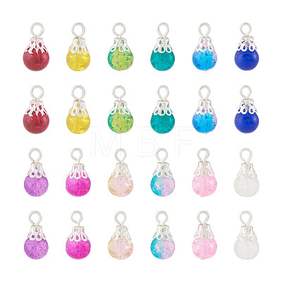 Kissitty 120Pcs 12 Colors Spray Painted Crackle Glass Pendants FIND-KS0001-28-1