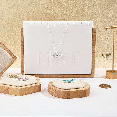 Imitation Leather Cover Wooden Slant Back Necklace Organizer Display Trays NDIS-WH0017-02B-1