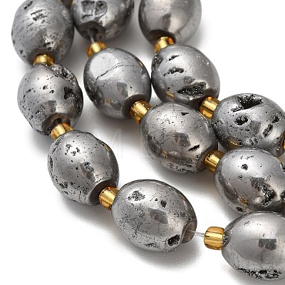 Electroplated Natural Druzy Geode Crystal Beads Strands G-F833-O01-01D-1