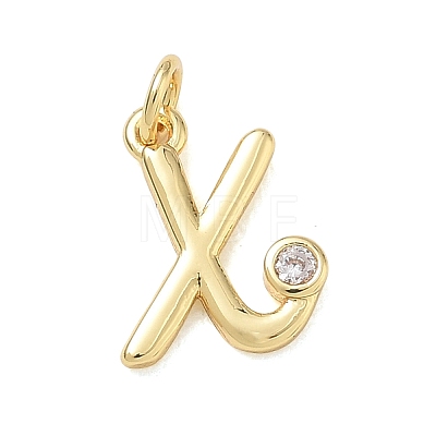 Brass Micro Pave Clear Cubic Zirconia Charms KK-D289-66G-X-1