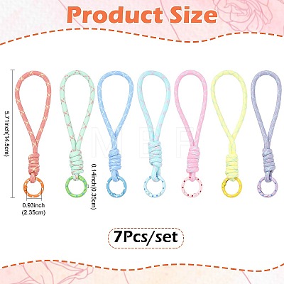 7Pcs 7 Colors Polyester Lanyard Hand Mobile Straps MOBA-FS0001-03-1
