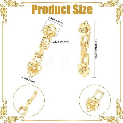 8Pcs 2 Colors Brass Micro Pave Clear Cubic Zirconia Fold Over Clasps KK-CJ0005-92-1