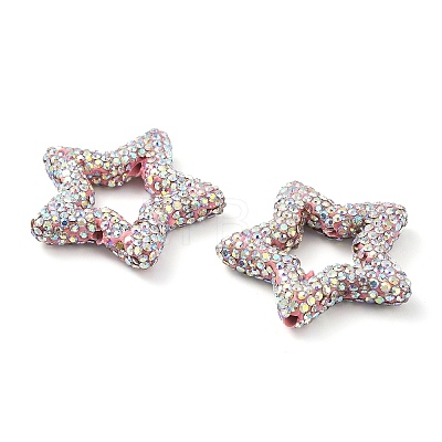 Star Shape Polymer Clay Rhinestone Beads CLAY-NH0001-06G-1