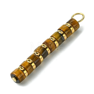 Natural Tiger Eye & Electroplated Synthetic Non-magnetic Hematite Heishi Beaded Pendants PALLOY-JF03292-06-1